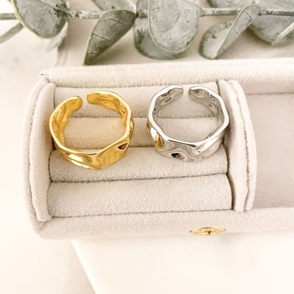 925 Sterling Silver Chunky Ring Thick Bold Geometric Textured Statement Ring - Picture 5 of 9